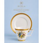 R'eyla R’eyla Rivadossi Sandro Rome 24K Gold Detaylı Türk Kahvesi Fincan Takımı 2 Kişilik Premium Porselen - Özel Deri Kutu Hediyeli - 1 Adet - Renkli