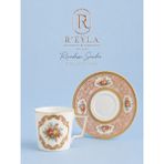 R'eyla R’eyla Rivadossi Sandro Venezia Pink 24K Gold Detaylı Türk Kahvesi Fincan Takımı 2 Kişilik Premium Porselen - Özel Deri Kutu Hediyeli - 1 Adet - Renkli