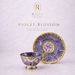 R'eyla R’eyla Violet Blossom El Boyaması Türk Kahvesi Fincan Takımı 2 Kişilik Gold Detaylı Premium Porselen - Özel Deri Kutu Hediyeli - 1 Adet - Renkli