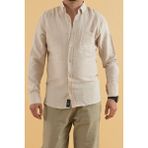 Reynard Erkek Slim Fit Viskon Keten Gömlek Taş Rengi