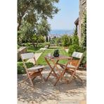 Reyo Ahşap Katlanır Bistro Set, 3'lü Bahçe Takımı, Minderli, Gürgen, Naturel Krem, Masa 65x55x70 cm, Sandalye 40x78 cm
