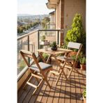 Reyo Ahşap Katlanır Döşeme Minderli 3'lü Bistro Set Bahçe Takımı Naturel Gri