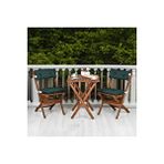 Reyo Ahşap Katlanır Minderli 3'lü Bistro Set Mutfak Balkon Bahçe Masa Sandalye Seti Ceviz Yeşil