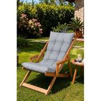 Reyo Bysay Ahşap Katlanır Şezlong, Puf Minderli, Naturel Gri, Bahçe, Balkon, Teras ve Plaj için, Modern Stil