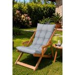 Reyo Bysay Puf Minderli Ahşap Kademeli Şezlong Bahçe&balkon&teras&plaj Katlanır Şezlong Naturel Gri - Açık Ölçüleri: Uzunluk=98cm Yükseklik=96cm Genişlik=57cm