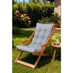 Reyo Bysay Puf Minderli Ahşap Kademeli Şezlong Bahçe&Balkon&Teras&Plaj Katlanır Şezlong Naturel Gri