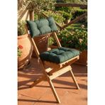 Reyo Bysay Puf Minderli Ahşap Katlanabilir Bahçe Mutfak Balkon Teras Sandalyesi (Naturel-Yeşil) - Genişlik: 40 cm Yükseklik: 78 cm