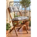 Reyo Bysay Vernikli Puf Minderli Ahşap Katlanabilir Bahçe Mutfak Balkon Teras Sandalyesi (Ceviz-Gri) - Genişlik: 40 cm Yükseklik: 78 cm