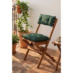 Reyo Bysay Vernikli Puf Minderli Ahşap Katlanabilir Bahçe Mutfak Balkon Teras Sandalyesi (Ceviz-Yeşil) - Genişliği – 40 cm, Yüksekliği – 78 cm