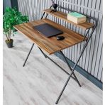 Reyo Efes Çalışma Masası Bilgisayar Laptop Masası 2 Raflı Metal Ders Çalışma Ofis Masası Çam