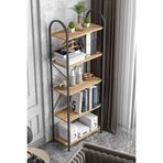 Reyo Falez 5 Geniş Raflı Kitaplık Metal Çerçeveli Modern Raf Çalışma Odası Ofis Salon Kitaplığı Evrak Rafı 180 cm Atlantik Çam