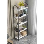Reyo Falez 5 Geniş Raflı Kitaplık Metal Çerçeveli Modern Raf Çalışma Odası Ofis Salon Kitaplığı Evrak Rafı 180 cm Beyaz