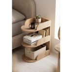 Reyo Falez Komodin Modern Ahşap 3 Katlı Raflı Yan Sehpa Çok Amaçlı Organizer Kitaplık Naturel
