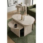 Reyo Falez Setro 5'li Sehpa Seti, Traverten Desenli, Modern Stil, 2 Orta Sehpa ve 3 Zigon, Beyaz, İç İçe Geçebilir Tasarım
