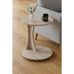 Reyo Falez Yan Sehpa Modern C Sehpa Minimal Tasarım Yuvarlak Orta Sehpa Salon Koltuk Yanı 6098 Traverten