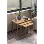 Reyo Falez Zigon Sehpa Seti, 3'lü, Modern Stil, Ahşap Torna Ayak, Beyaz, Salon ve Oturma Odası için, 50x45x35 cm