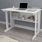 Reyo Home Enda Pillar Kütüphaneli Geniş Çalışma Masası 100 x 56 cm Beyaz - 100 x 56 x 74