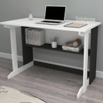 Reyo Home Enda Pillar Kütüphaneli Geniş Çalışma Masası 100X56 cm Beyaz - Antrasit - 100 x 56 x 74 cm