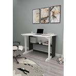 Reyo Home Enda Pillar Kütüphaneli Geniş Çalışma Masası 100x56 Cm Beyaz - Antrasit