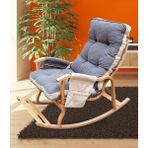 Reyo Home Indigo Gri Krem Modern Tasarımlı Sallanan Sandalye Gürgen Ağacı Malzemeden Dinlenme Koltuğu