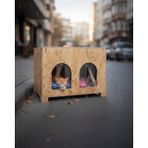 Reyo Kedi Evi Dış Ortam Uygun Ahşap Double Osb Minderli 61 x 41 CM ahsap