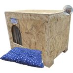 Reyo Melada Kedi Evi Dış Ortam Uygun Ahşap Kedi Evi Osb Minderli 61 x 41 x 36 cm - CAT49M - Ahşap Rengi