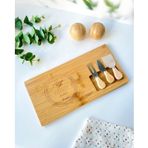 Reyo Mien Bambu 4 Parça Peynir Sunum Tahtası Seti, Paslanmaz Çelik Aksesuar, Modern Stil, Dikdörtgen, Kahvaltı Servisi için