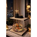 Reyo Ok-Ay Store Exclusive Işıklı Beta Akvaryum ve Fanus Modern Tasarım LED Aydınlatmalı Modern Temalı Fanus Siyah-Ceviz