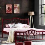Reyo Orkide Çift Kişilik Ferforje Bordo Metal Karyola 160X200