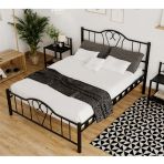 Reyo Orkide Çift Kişilik Ferforje Siyah Metal Karyola 160X200