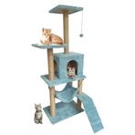 Reyo Pet B-07 Hamaklı Yuvalı Lüx Kedi Tırmalama Oyun Evi Turkuaz