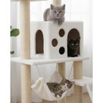 Reyo Pet B-10 Hamaklı Yuvalı Lüx Kedi Tırmalama Oyun Evi Beyaz beyaz