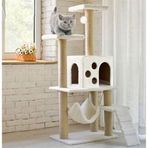 Reyo Pet B-10 Hamaklı Yuvalı Lüx Kedi Tırmalama Oyun Evi Beyaz