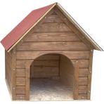Reyo Pet Suya Soğuğa Dayanıklı Lüks Büyük Boy Ahşap Köpek Kulubesi Sokak Köpek Evi Kırmızı Çatılı 100X100x78 Cm Ceviz