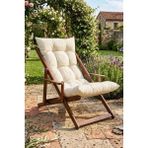 Reyo Puf Minderli Ahşap Kademeli Şezlong Bahçe&balkon&teras&plaj Katlanır Şezlong Ceviz Krem - Uzunluk=85cm Yükseklik=80cm Genişlik=60cm