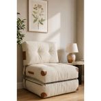 Reyo Pufymax Comfy Yeni Nesil Bohem Tekli Koltuk Yatak Olabilen Katlanır Berjer & Modüler Yer Yatağı 75x75x 85 cm Keten Krem