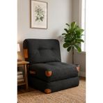 Reyo Pufymax Comfy Yeni Nesil Bohem Tekli Koltuk Yatak Olabilen Katlanır Berjer & Modüler Yer Yatağı 75x75x 85 cm Keten Siyah