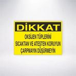 Reysa Tasarım Dikkat Oksijen Tüplerini Sıcaktan ve Ateşten Koruyun Çarpmayın Düşürmeyin Sticker 20X28 Cm
