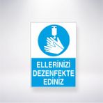 Reysa Tasarım Ellerinizi Dezenfekte Ediniz 21X30 cm Yapışkanlı Levha