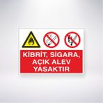 Reysa Tasarım Kibrit, Sigara ve Açık Alev Yasaktır 21X30 cm Yapışkanlı Levha