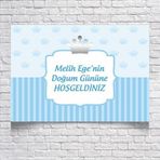 Reysa Tasarım Mavi Taç Temalı Doğum Günü Karşılama Afişi 50X70 cm