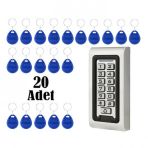 Rfid Şifreli Kapı Kilidi Su Geçirmez Metal 20 Adet Tag Anahtarlık