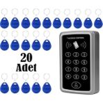 Rfid Siyah Şifreli Kapı Kilidi Kartlı Geçiş Kontrol Göstergeç Sistemi + 20 Adet Tag Manyetik Anahtarlık