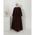 RFK Butik Kadın Fitilli Yelek Jile Elbise Takım - Kahverengi - L - XL