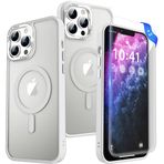 RFUNGUANGO iPhone 13 Pro Max için kılıf, Magsafe ile uyumlu, sertleştirilmiş camdan 2 x ekran koruyucu folyo, tüm gövde darbeye dayanıklı, sert düşmeye karşı dayanıklı cep telefonu kılıfı, iPhone 13