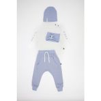 RG Brand Bebek 'OXO' Baskılı 4'lü Set - Pantolon / Uzun Kollu Body / Şapka / Tulum Set_RG226 - 3 - 4 Yaş - Mavi