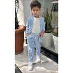 RG Brand Erkek Çocuk Doğal Keten Kumaş, Pantolon, Tişört, Ceket 3'lü Takım Elbise_RG1465 - Mavi - 6 - 7 Yaş