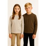 RG Brand Genç Kız / Erkek %100 Pamuk Uzun Kollu Tişört_RG3701 - Taş - 13 - 14 Yaş