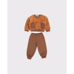 RG Brand Kız / Erkek Bebek Cep Detaylı Peluş Sweatshirt - Eşofman 2'li Takım_RG356 - Kahverengi - 9 - 12 Ay