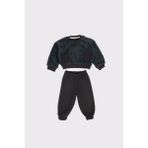 RG Brand Kız / Erkek Bebek Cep Detaylı Peluş Sweatshirt - Eşofman 2'li Takım_RG356 - Siyah - 18 - 24 Ay
